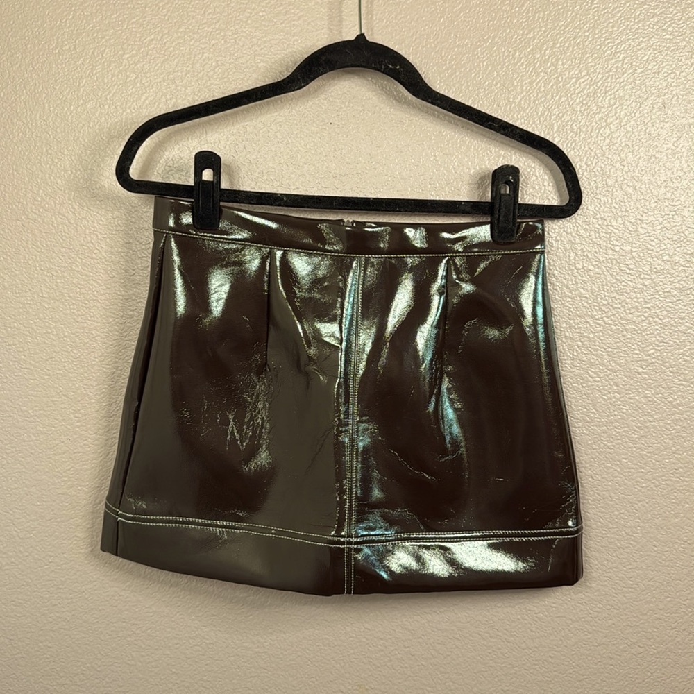Brown Patent Leather Mini Skirt by ASOS